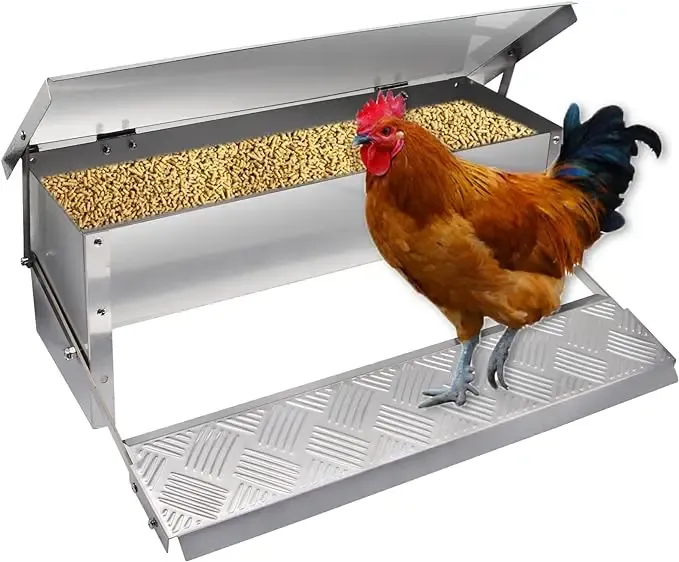 Mangeoire à pédale 11 lb inox sans gaspillage