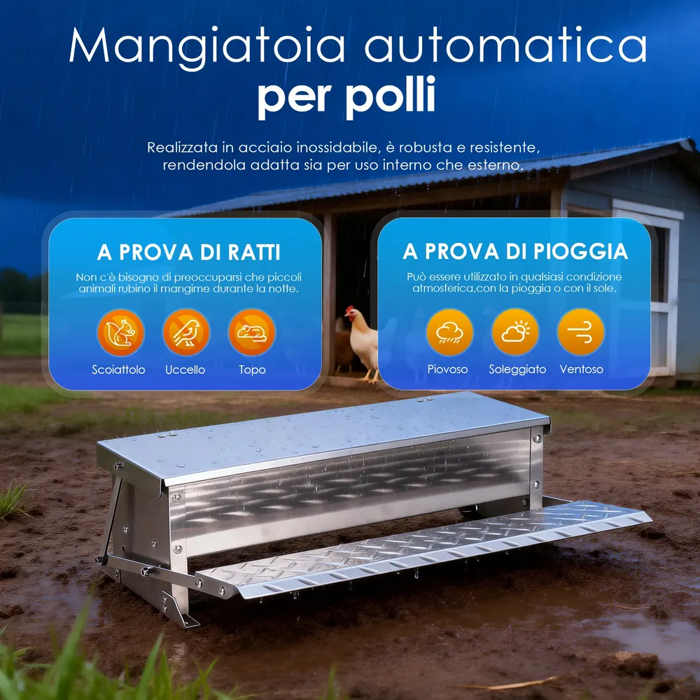 Mangeoire à pédale en inox anti-rats résistante intempéries