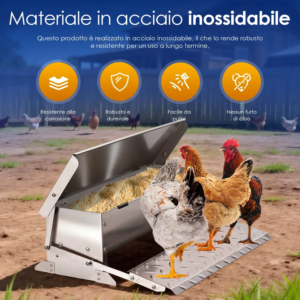 Mangeoire à pédale en inox anti-rats résistante intempéries