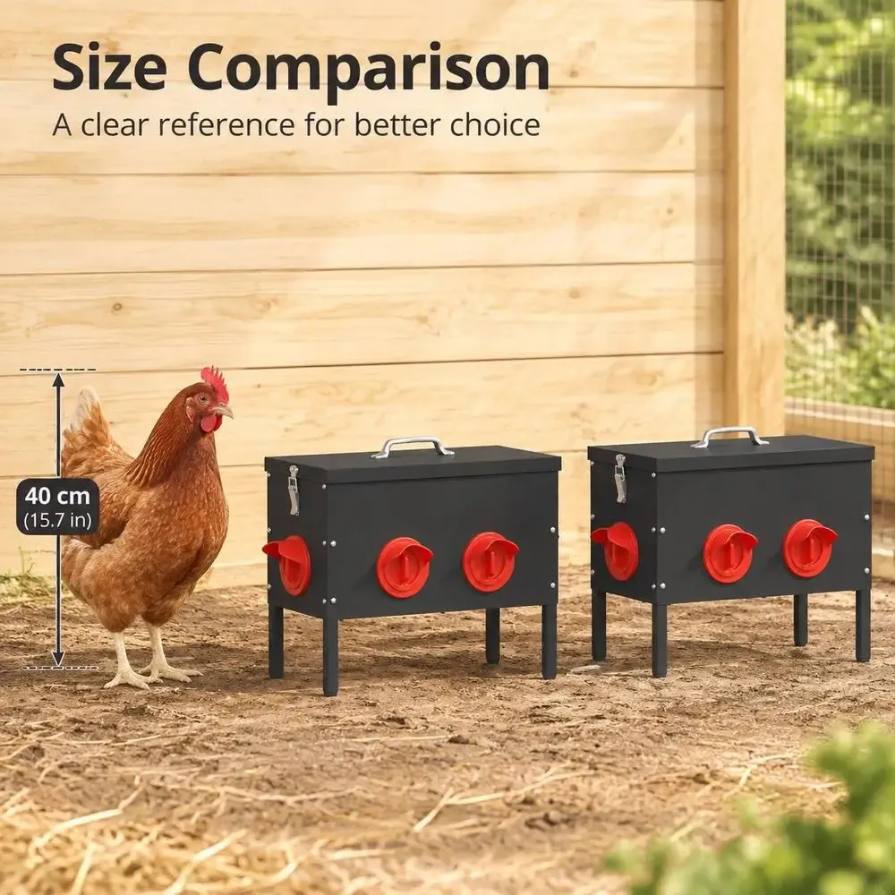 Mangeoire à poulet 15 kg noire 42x20,5x33 cm