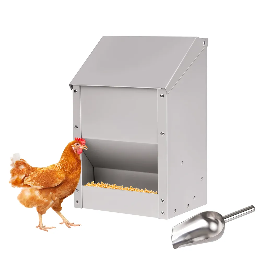 Mangeoire à poulet inox grande capacité 10L pour extérieur