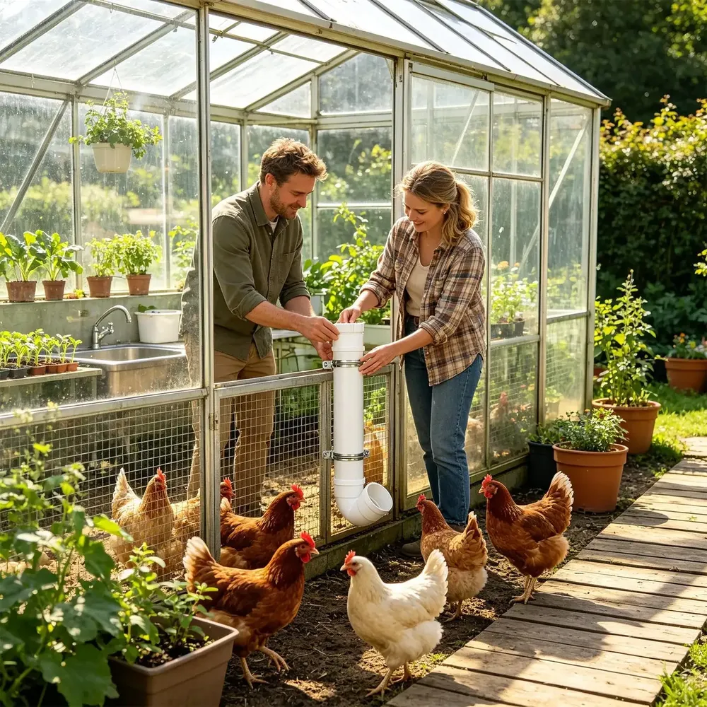Mangeoire à poulet sans gaspillage type tuyau étanche