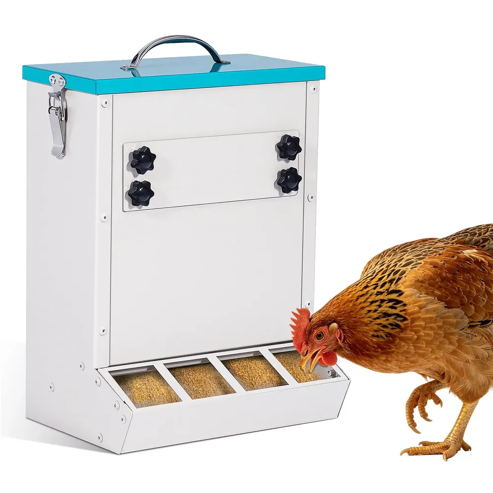 Mangeoire à poulets en métal anti-perte 4 orifices