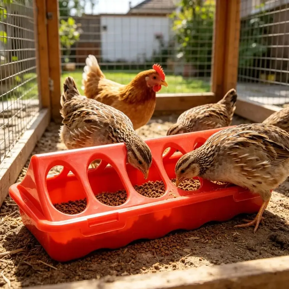 Mangeoire anti-déversement multi-trous pour cailles et poulets