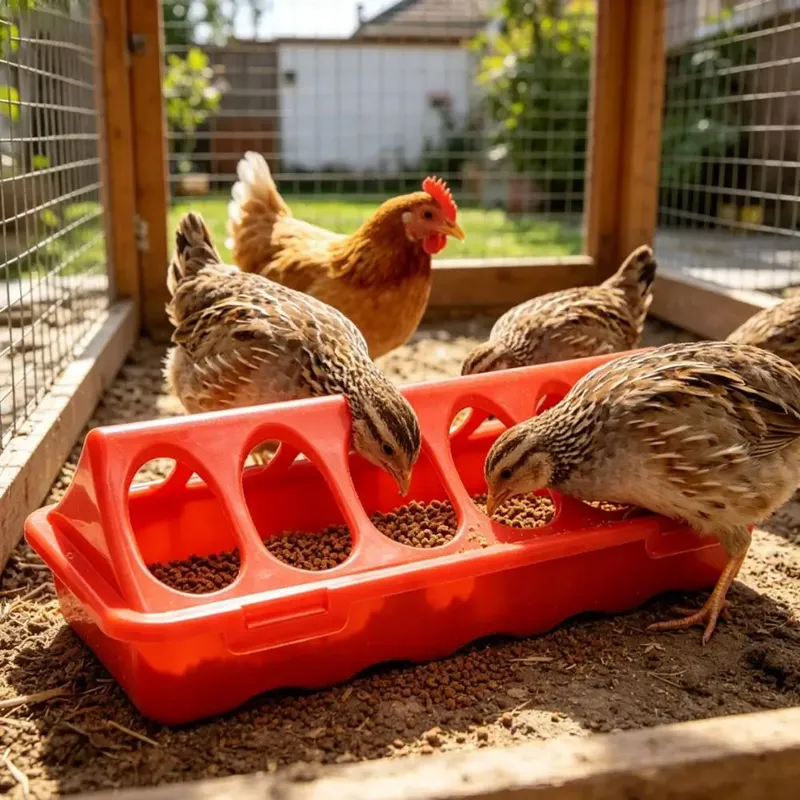Mangeoire anti-gaspillage à 12 trous pour volailles et pigeons