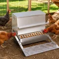 Mangeoire automatique à pédale en acier galvanisé sans gaspillage – Couleur Argent