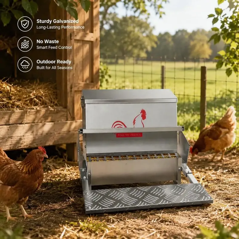 Mangeoire automatique à pédale en acier galvanisé sans gaspillage