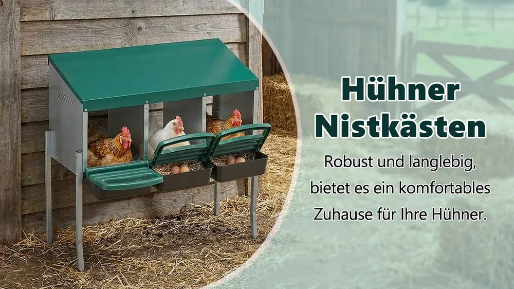 Nichoir à poules 3 compartiments métal avec collecte
