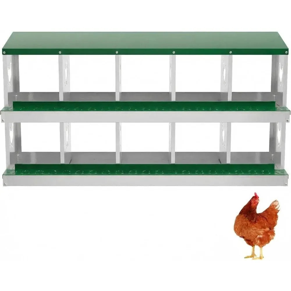 Nichoir à poules acier galvanisé 10 compartiments antirouille avec roulettes