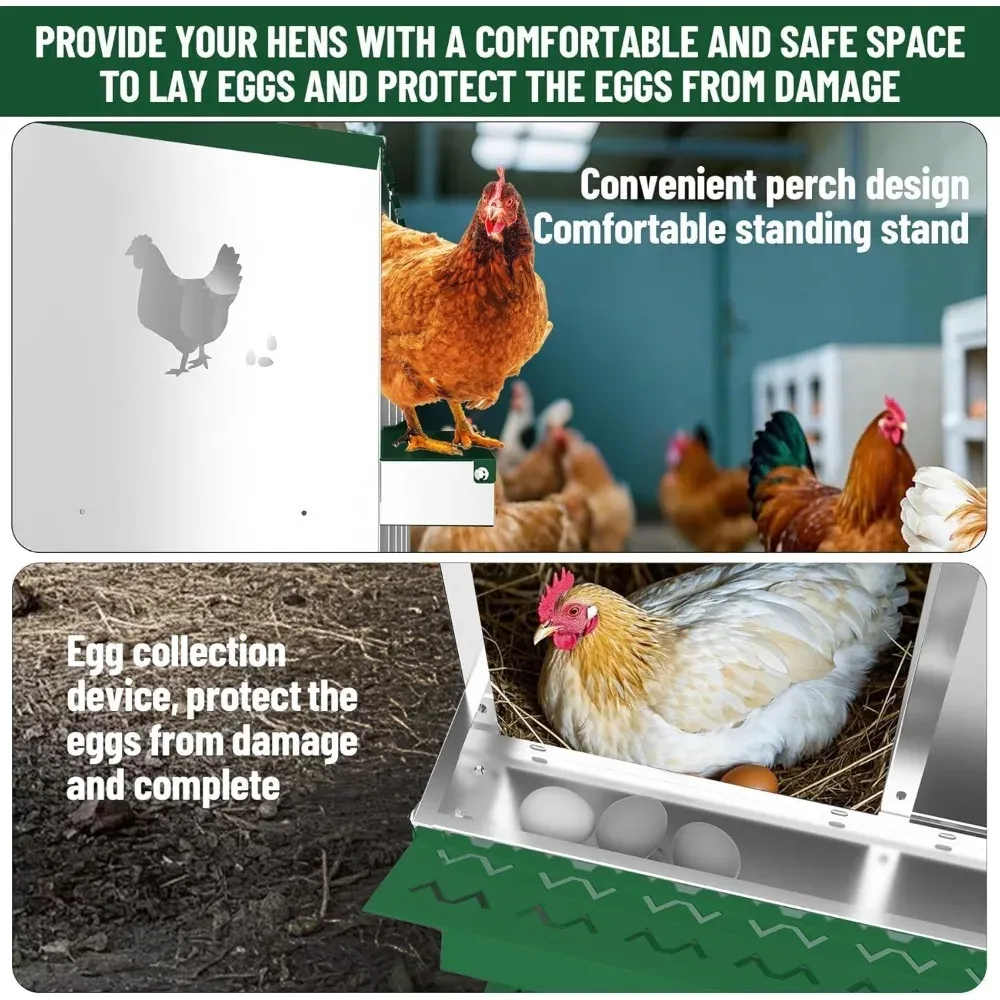 Nichoir à poules acier galvanisé 10 compartiments antirouille avec roulettes