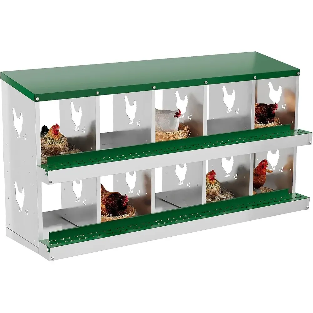 Nichoir à poules acier galvanisé 10 compartiments antirouille avec roulettes