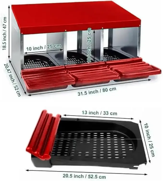 Nichoir en métal 3 compartiments avec collecte d'œufs