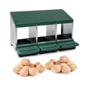 Nichoir en métal 3 compartiments avec collecte d'œufs – Couleur green