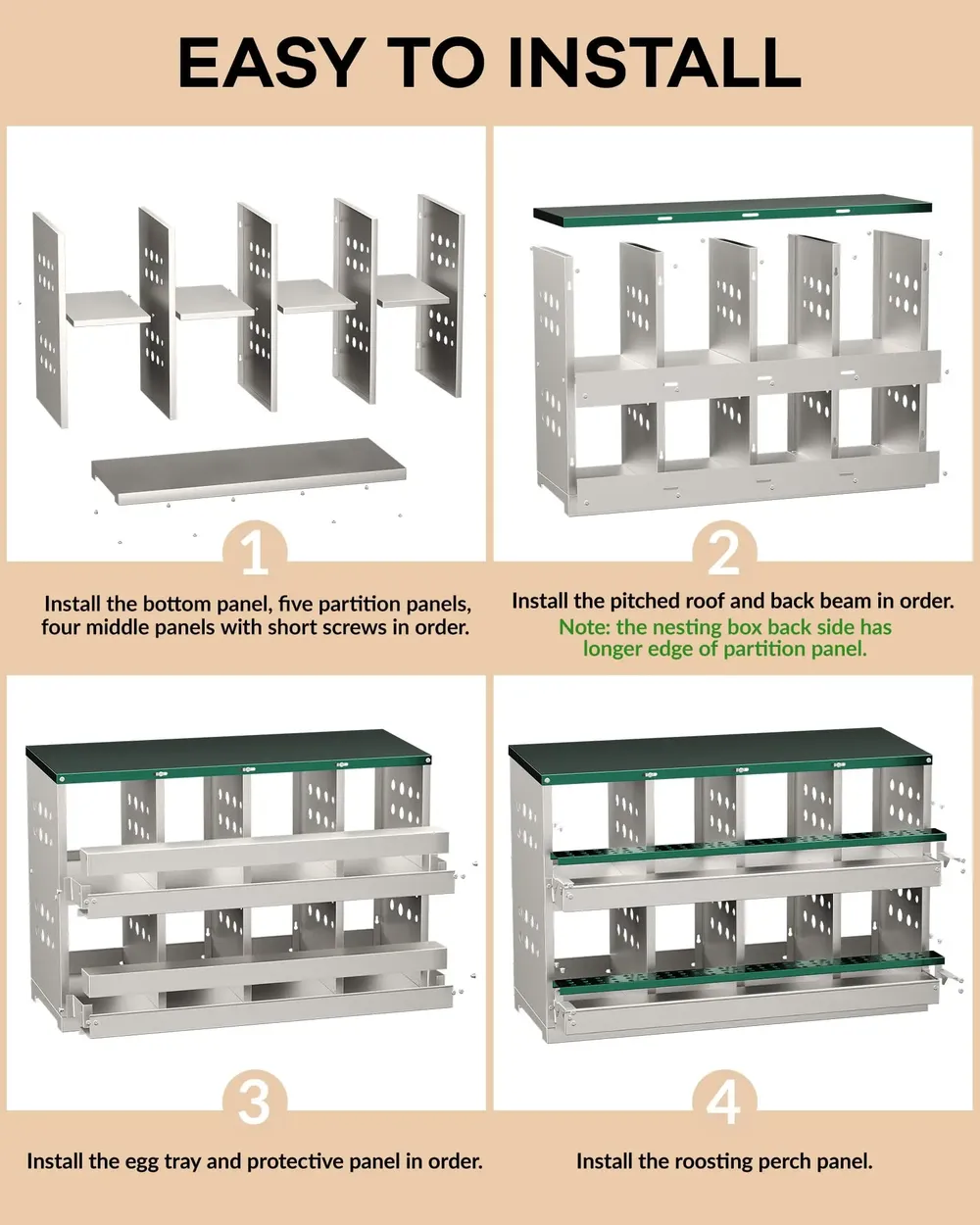 Nichoir métal 8 compartiments ventilé faux œufs coulissant