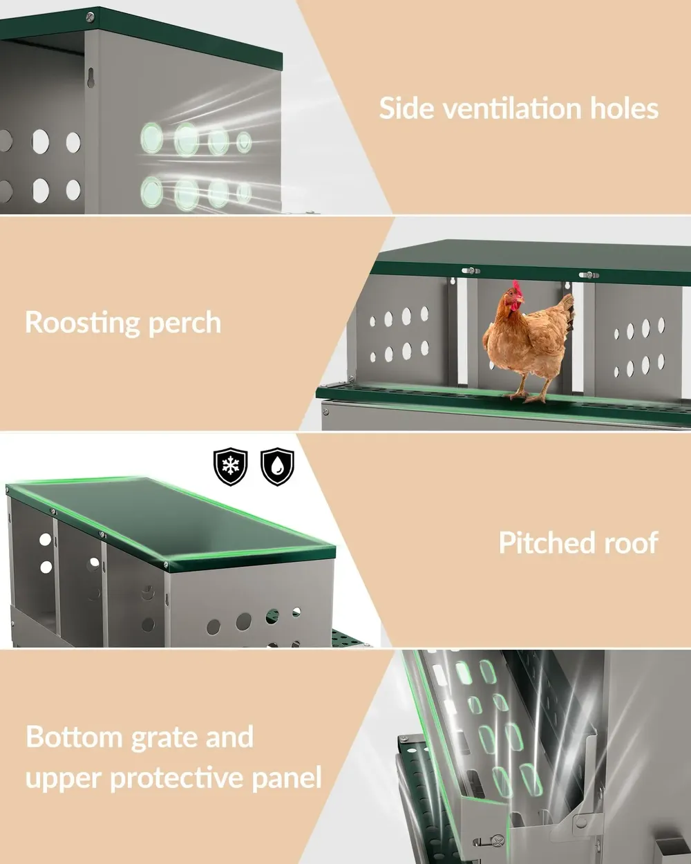Nichoir métal 8 compartiments ventilé faux œufs coulissant