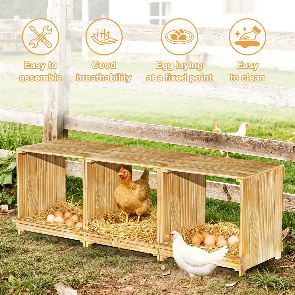 Nichoir poules bois 3 compartiments empêche œufs tomber
