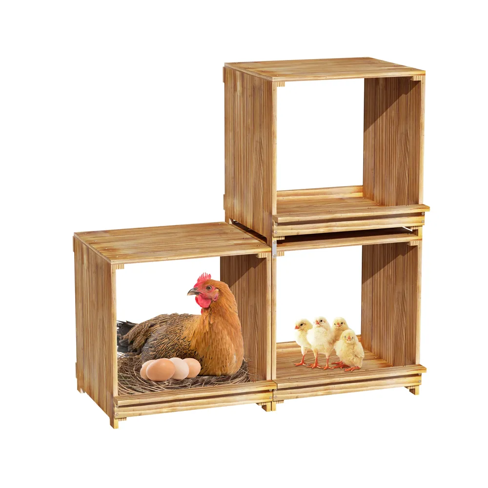 Nichoir poules bois 3 compartiments empêche œufs tomber