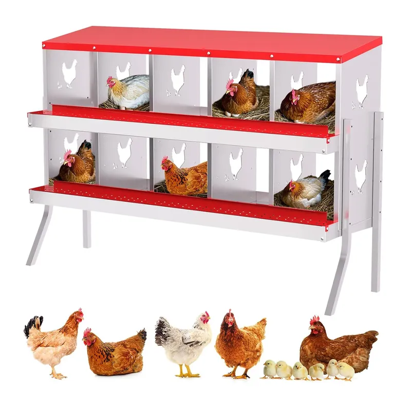 Nichoir poules métal 10 compartiments mural avec pieds