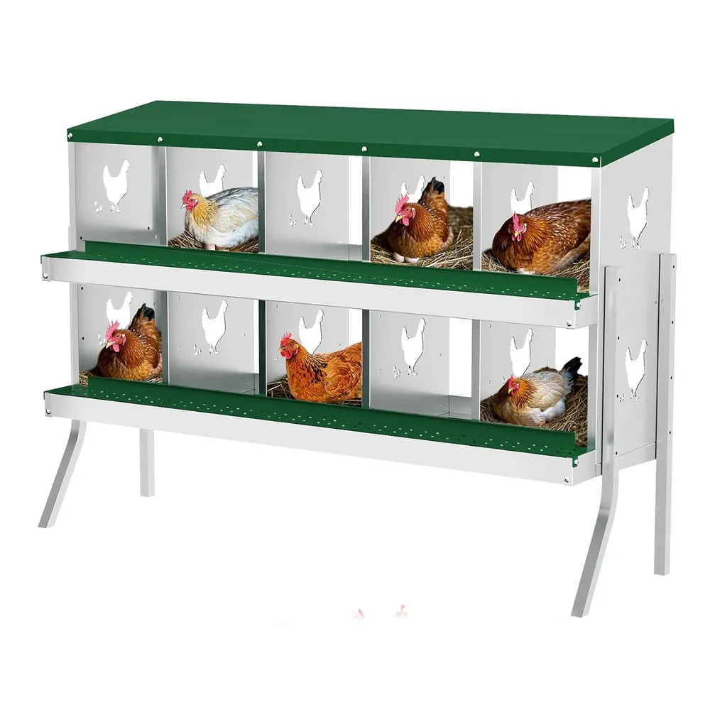 Nichoir poules métal 10 compartiments mural avec pieds