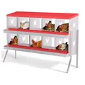Nichoir poules métal 10 compartiments mural avec pieds – Couleur Rouge