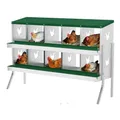 Nichoir poules métal 10 compartiments mural avec pieds – Couleur vert