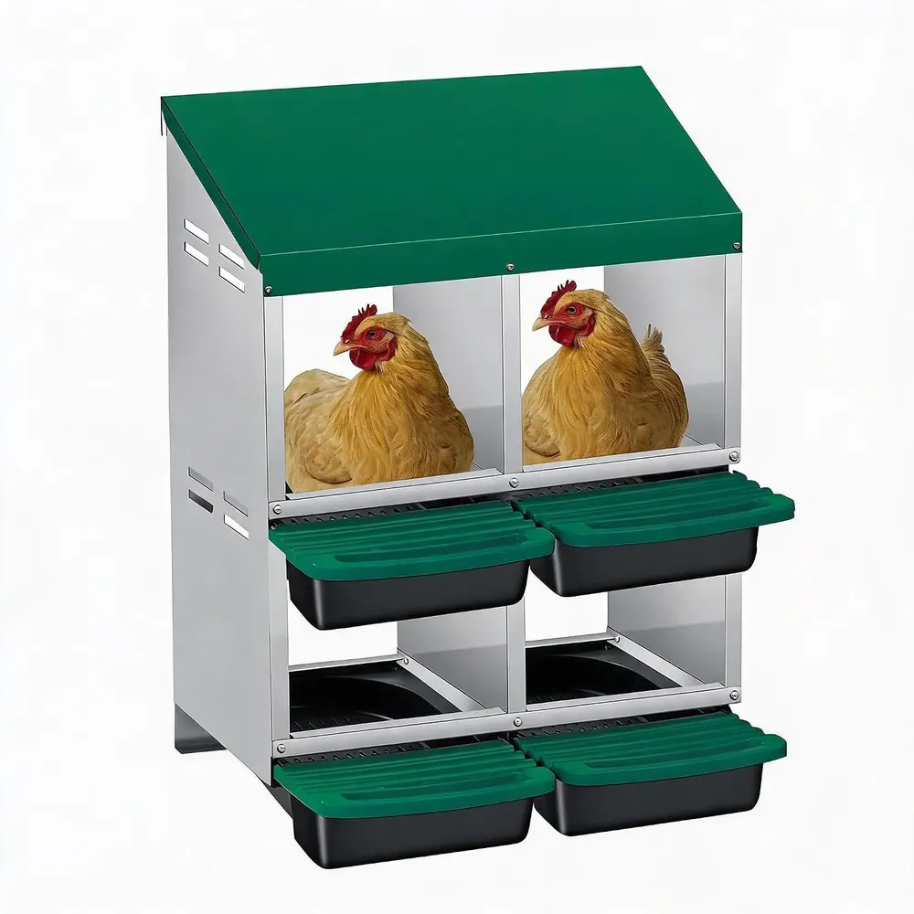 Nichoir poules métal 4 compartiments ventilé et antirouille