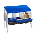 Nichoir poules mobile acier galvanisé plateau coulissant – Couleur Blue 3-Grid - Legs