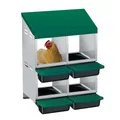 Nichoir poules mobile acier galvanisé plateau coulissant – Couleur Green 4-Grid 2 Tier