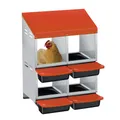 Nichoir poules mobile acier galvanisé plateau coulissant – Couleur Orange 4-Grid 2 Tier