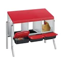 Nichoir poules mobile acier galvanisé plateau coulissant – Couleur Red 3-Grid - Legs
