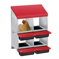 Nichoir poules mobile acier galvanisé plateau coulissant – Couleur Red 4-Grid 2 Tier