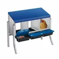 Nid de ponte poules métal pliable 4 compartiments avec pieds – Couleur Blue, three hand fan + stand