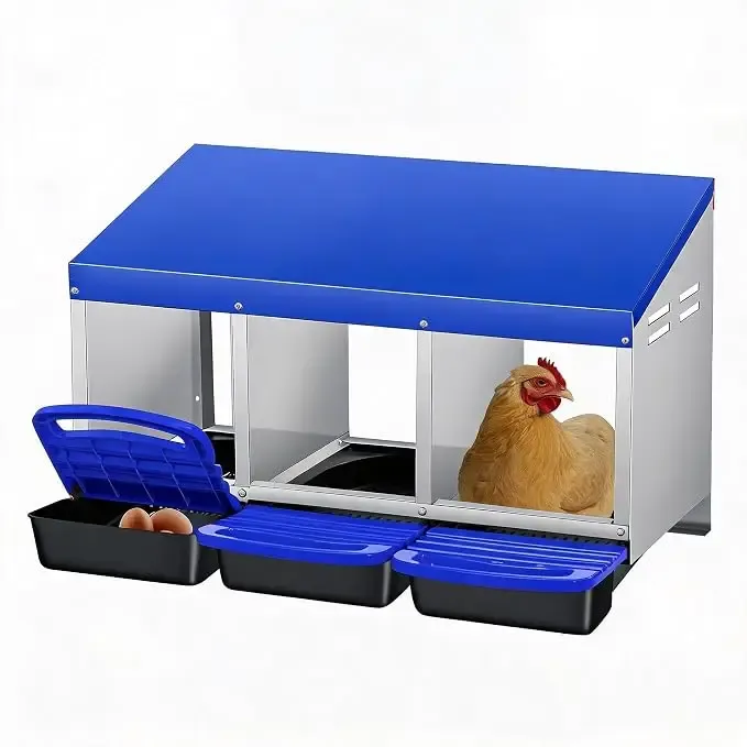 Nid poule métal 3 trous avec plateau de collecte des œufs