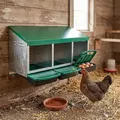 Nid poule métal 3 trous avec plateau de collecte des œufs – Couleur green