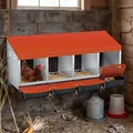 Nid poule métal 4 trous avec bac de ramassage facile – Couleur orange