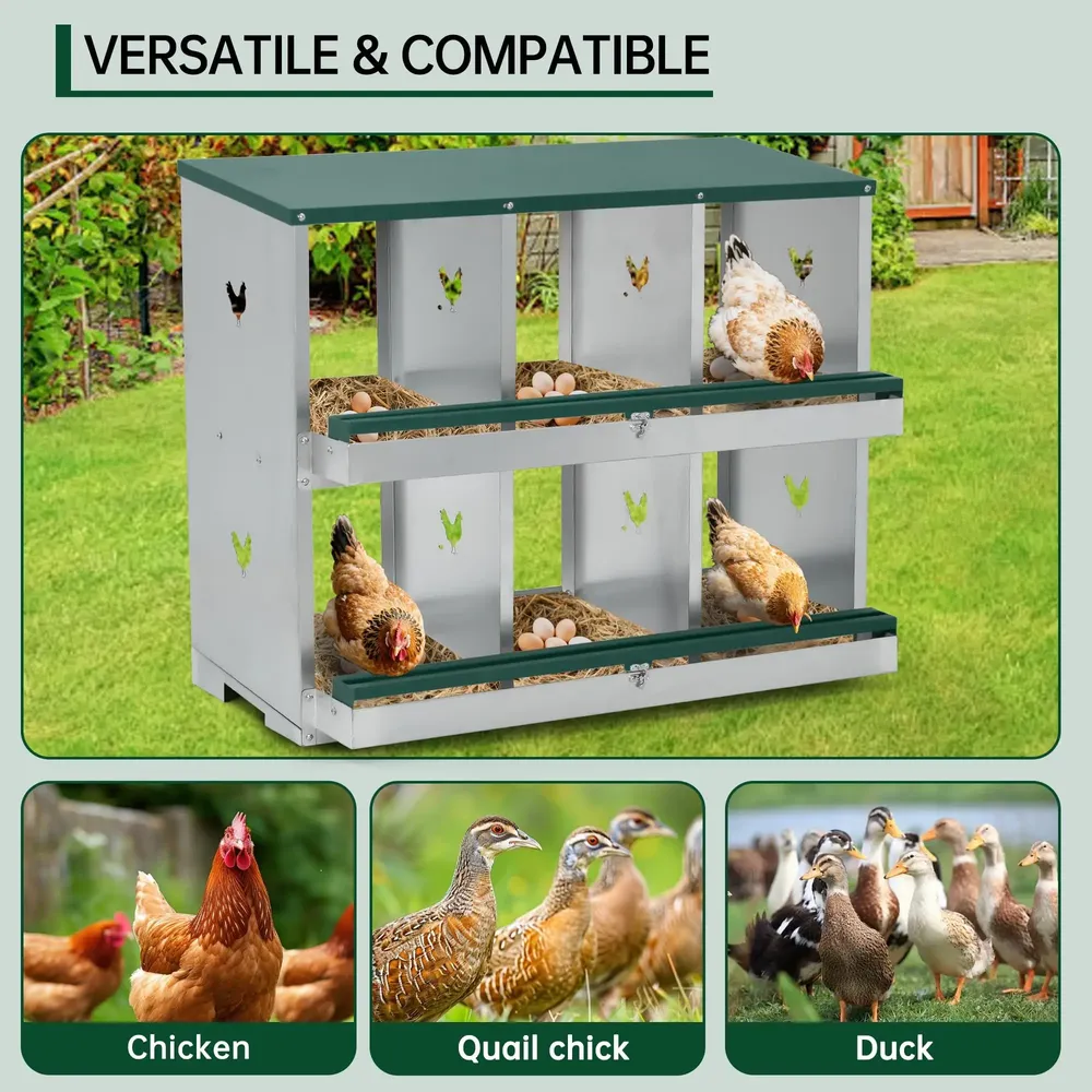 Nid poules 3 à 8 compartiments deux niveaux avec grands aérations