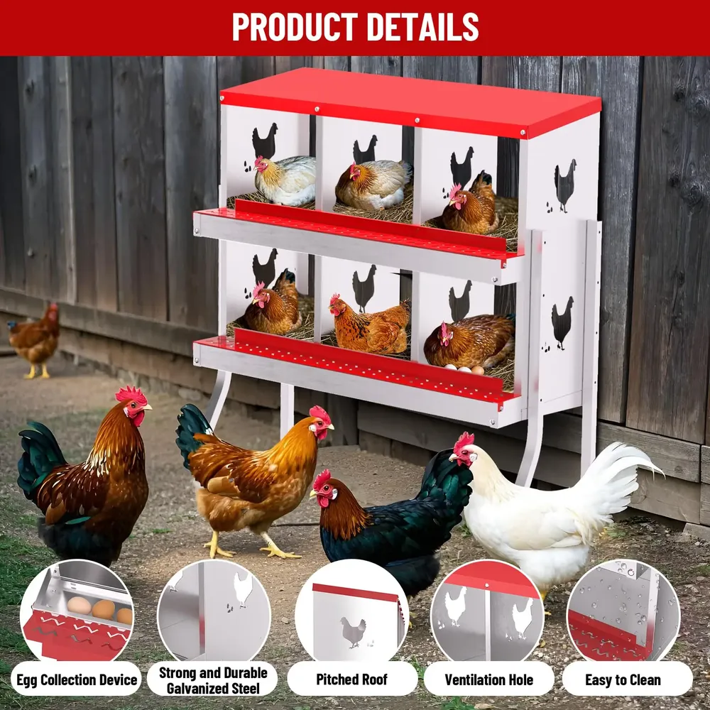 Nid poules 6 à 10 compartiments avec perchoir et couvercle