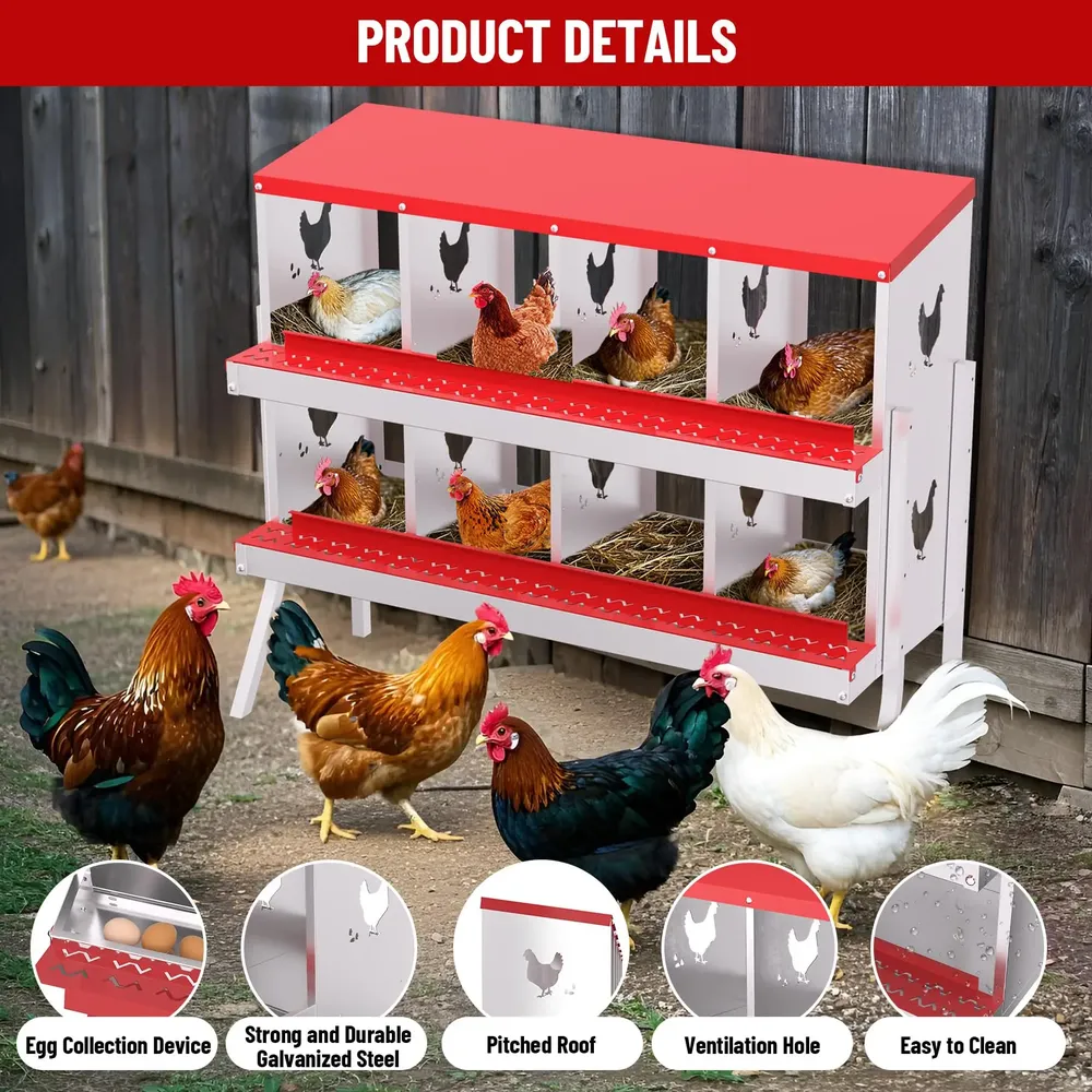 Nid poules 6 à 10 compartiments avec perchoir et couvercle