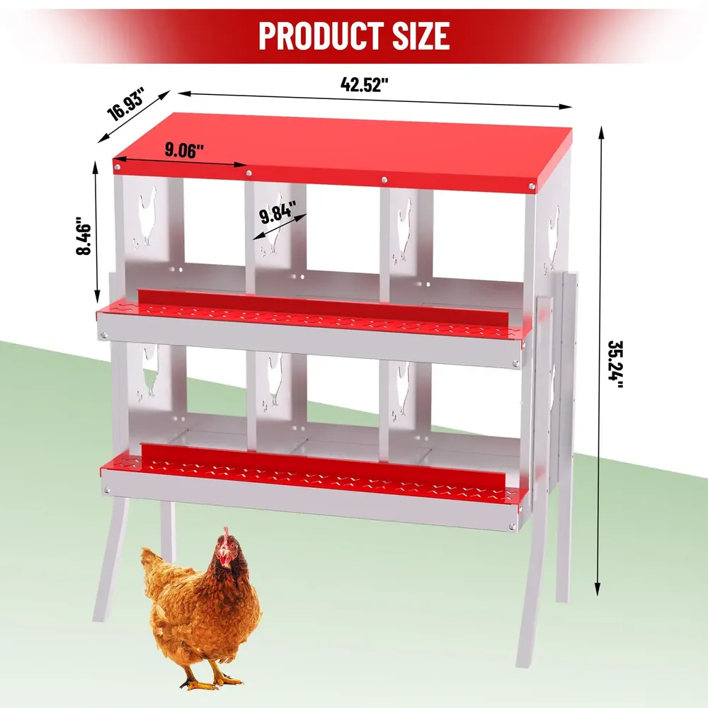 Nid poules 6 à 10 compartiments avec perchoir et couvercle