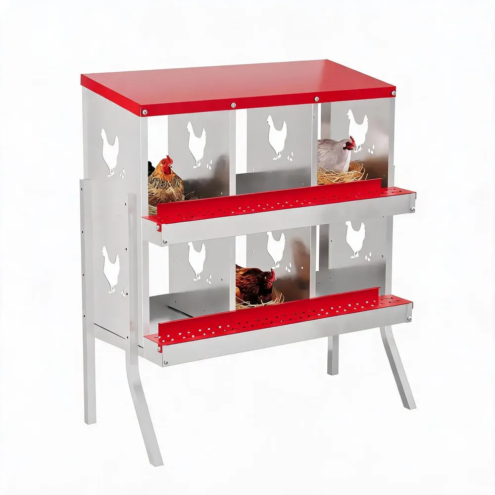 Nid poules 6 à 10 compartiments avec perchoir et couvercle