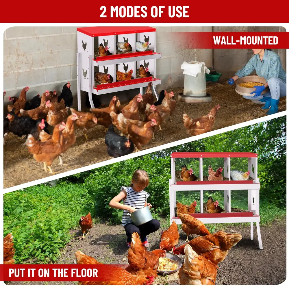 Nid poules 6 à 10 compartiments avec perchoir et couvercle