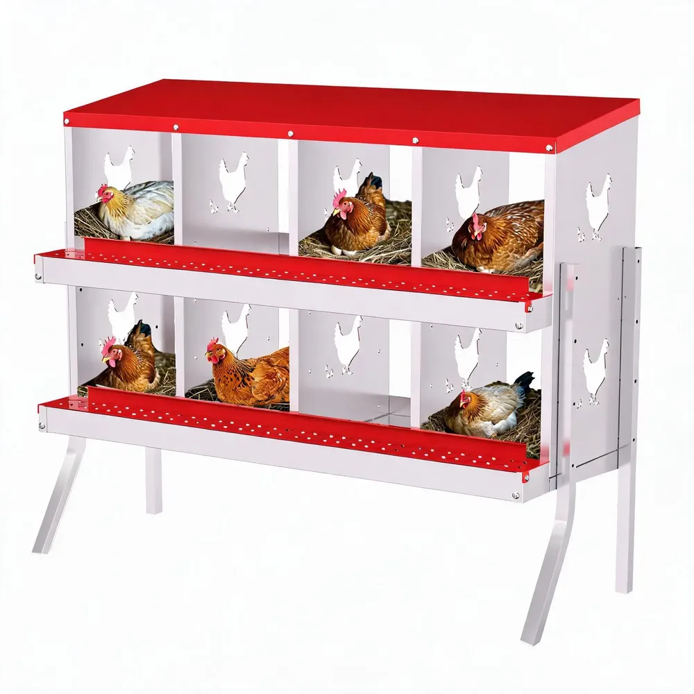 Nid poules 6 à 10 compartiments avec perchoir et couvercle