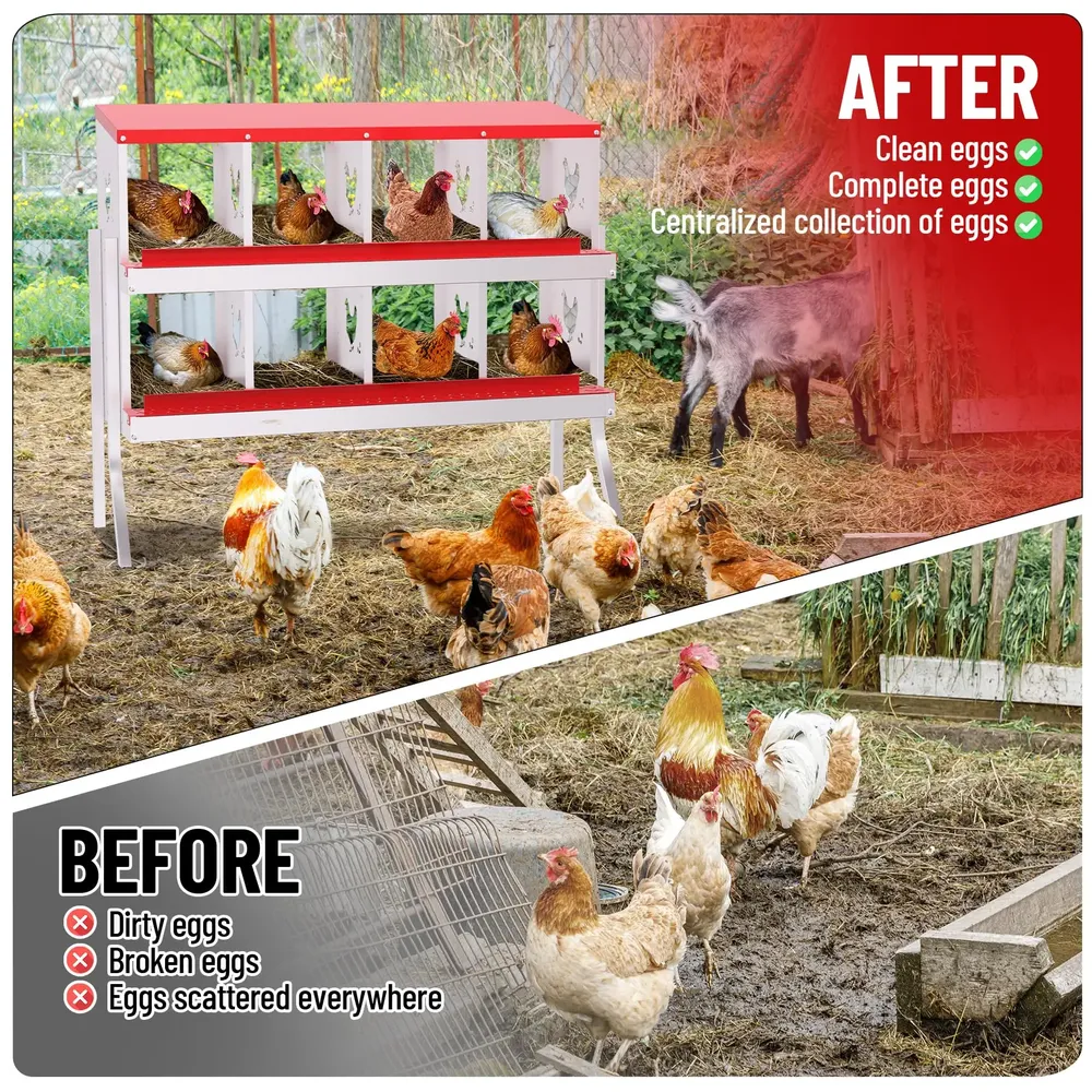 Nid poules 6 à 10 compartiments avec perchoir et couvercle