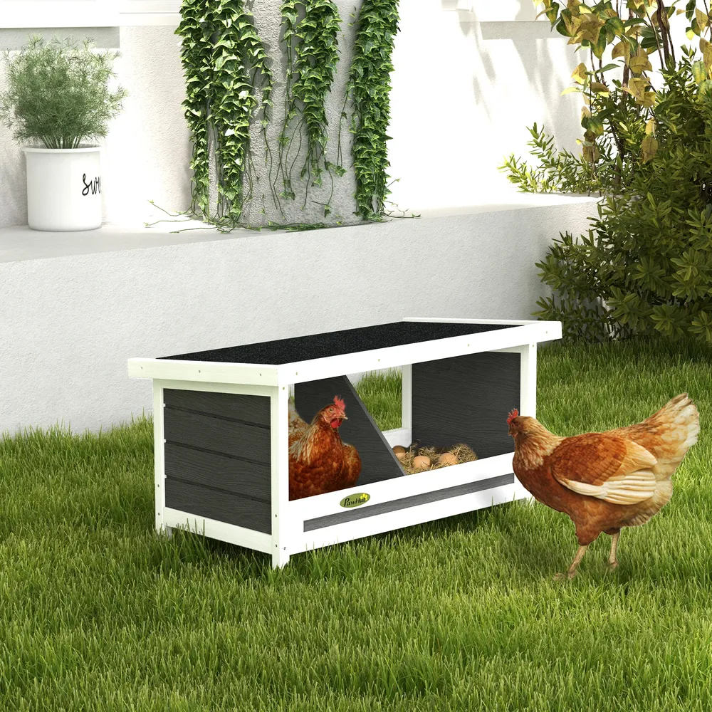 Nidification bois poules 2 compartiments toit asphalte 66 cm