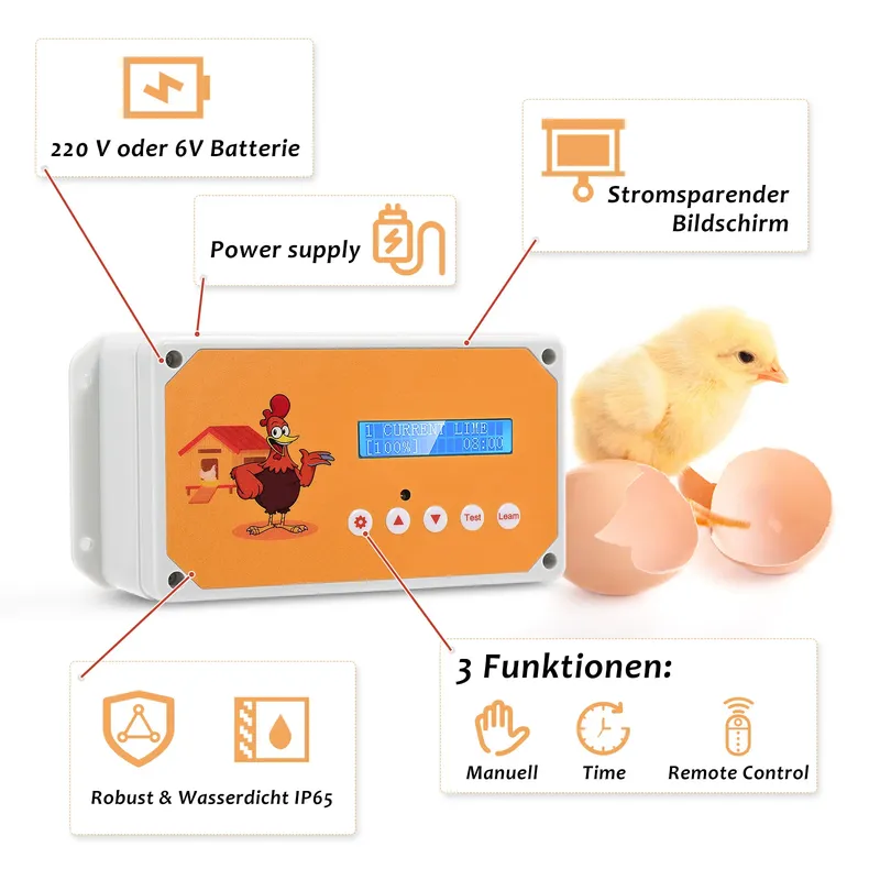 Ouvre-porte poulailler batterie capteur lumière télécommande