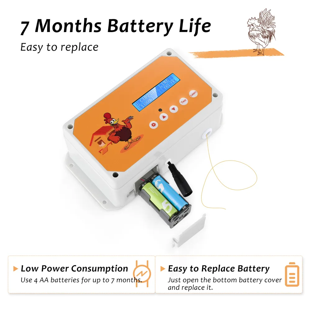 Ouvre-porte poulailler batterie capteur lumière télécommande