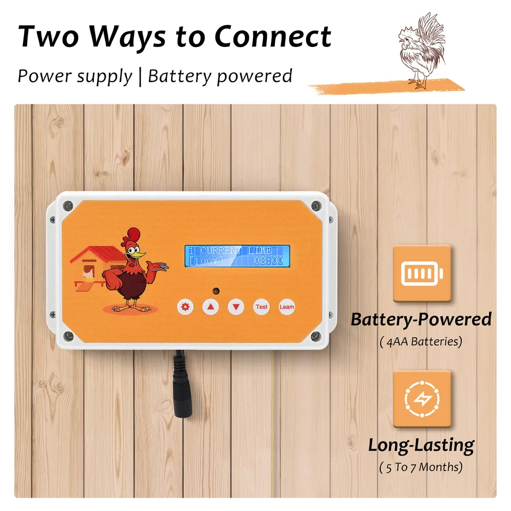 Ouvre-porte poulailler batterie capteur lumière télécommande