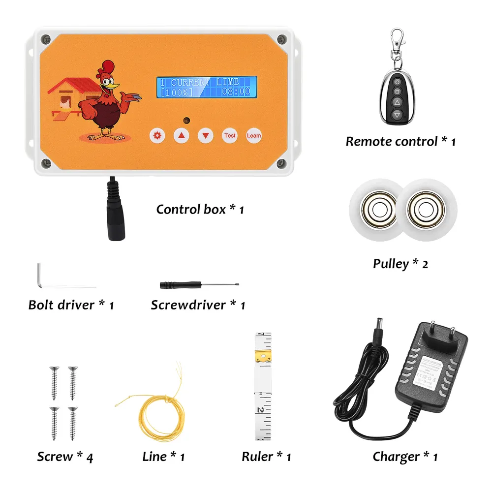 Ouvre-porte poulailler batterie capteur lumière télécommande