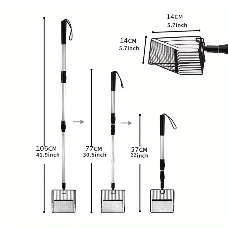 Pelle à fientes extensible avec manche télescopique