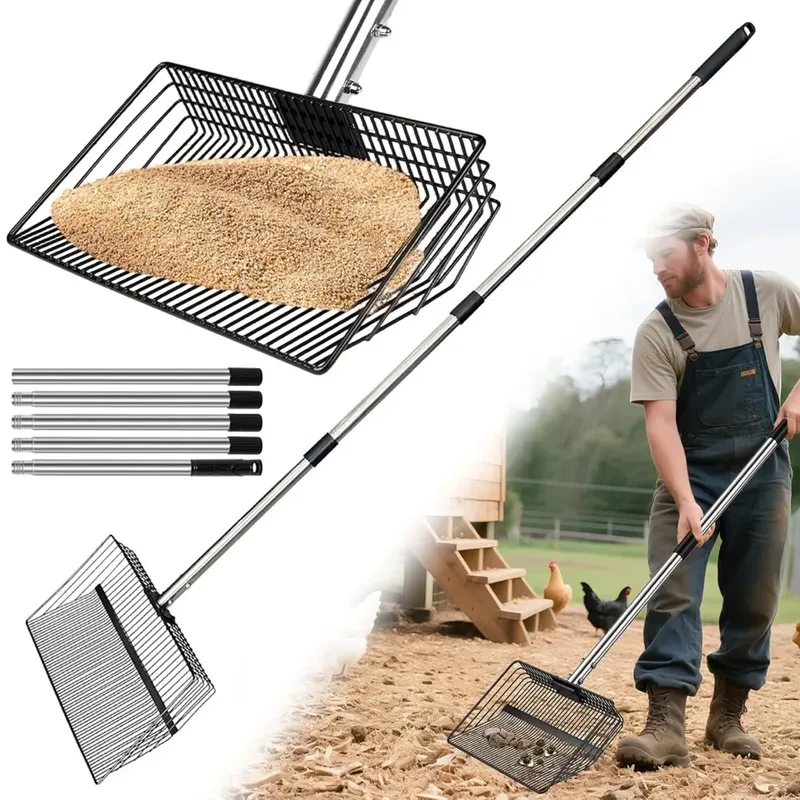 Pelle à fumier portable 3-en-1 à manche réglable